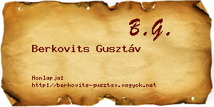 Berkovits Gusztáv névjegykártya
